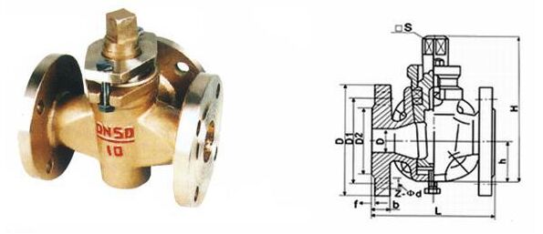 X43W-1.0T二通法蘭全銅旋塞閥結(jié)構(gòu)圖 X43W-1.0T二通法蘭全銅旋塞閥結(jié)構(gòu)圖