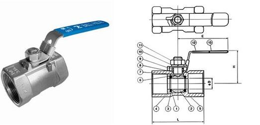 一片式球閥結(jié)構(gòu)圖 一片式球閥結(jié)構(gòu)圖
